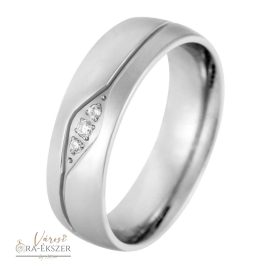   Női nemesacél karikagyűrű kövekkel – kerekített, fényes, ezüst színű, 6 mm, gravírozható