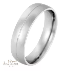   Nemesacél karikagyűrű férfiaknak – ezüst színű, fényes, 6 mm, közepén mart, gravírozható