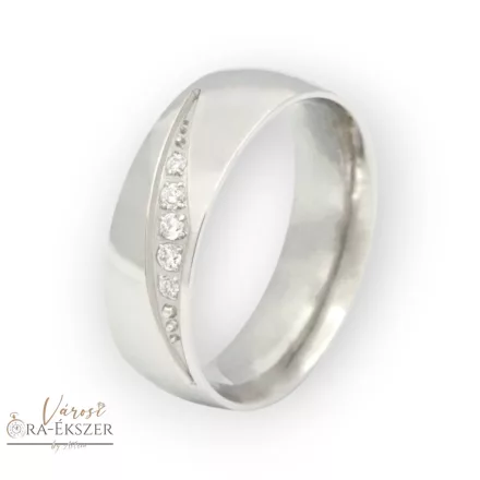 Női nemesacél karikagyűrű kövekkel – ezüst színű, 6 mm, elegáns design, gravírozható