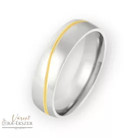   Nemesacél karikagyűrű – kerekített, fényes, bicolor arany-ezüst színű, 6 mm, gravírozható
