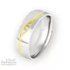Női nemesacél karikagyűrű kövekkel – kerekített, fényes, bicolor arany-ezüst színű, 6 mm, gravírozható