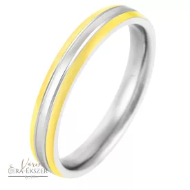   Nemesacél karikagyűrű férfiaknak-  4mm, mart, kerekített forma, férfi ékszer, bicolor, arany és ezüst színű, gravírozható