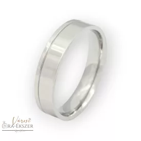   Nemesacél karikagyűrű – szögletes forma, fényes felület, ezüst színű, 5 mm, gravírozható