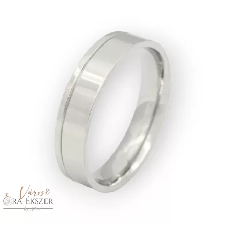 Nemesacél karikagyűrű – szögletes forma, fényes felület, ezüst színű, 5 mm, gravírozható