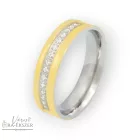 Női nemesacél karikagyűrű kövekkel – szögletes, fényes, arany színű, 5 mm, gravírozható