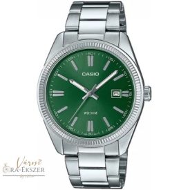   MTP-1302PD-3A  CASIO STANDARD FÉRFI KARÓRA, FÉM CSAT, ZÖLD SZÁMLAP, DÁTUMKIJELZÉS