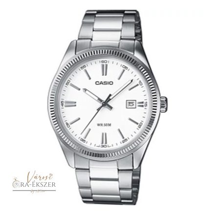 MTP-1302PD-7A1 CASIO STANDARD FÉRFI KARÓRA, FÉM CSAT, FEHÉR SZÁMLAP, DÁTUMKIJELZÉS