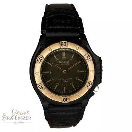 CASIO MW-58 KARÓRA, FEKETE SZÁMLAP, FEKETE SZÍNŰ FÉMTOK ÉS FEKETE BŐRSZÍJ, 50m VÍZÁLLÓSÁG