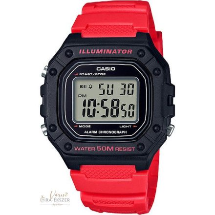 CASIO  FEKETE-PIROS SZÍNŰ DIGITÁLIS KARÓRA W-218H-4BVEF
