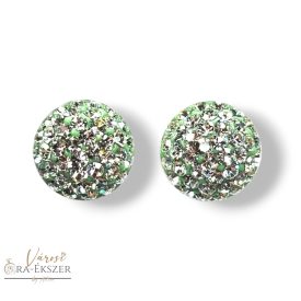   SWAROVSKI KÖVES EZÜST BESZÚRÓS FÜLBEVALÓ VILÁGOSZÖLD SZÍNŰ FÉLGÖMB ALAKÚ