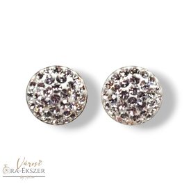   SWAROVSKI KÖVES EZÜST BESZÚRÓS FEHÉR SZÍNŰ FÜLBEVALÓ  FÉLGÖMB ALAKÚ