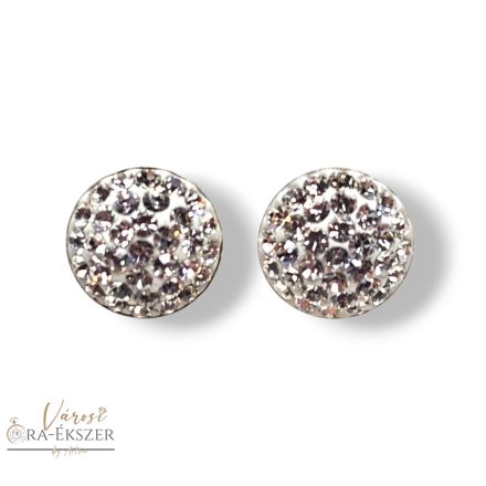 SWAROVSKI KÖVES EZÜST BESZÚRÓS FEHÉR SZÍNŰ FÜLBEVALÓ  FÉLGÖMB ALAKÚ
