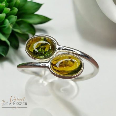 925 EZÜST  BOROSTYÁN KÖVES GYŰRŰ, 2DB KŐVEL, ÁSVÁNYÉKSZER, NŐI ÉKSZER